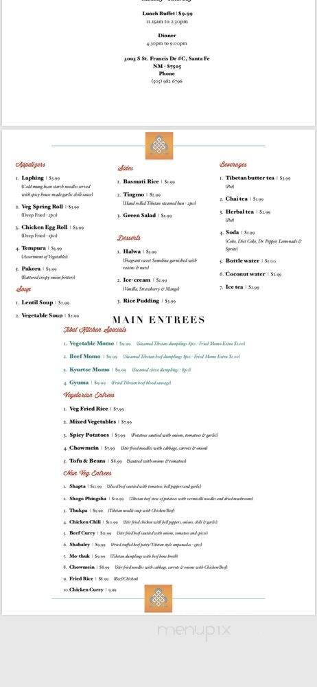 Tibet Kitchen Santa Fe - Santa Fe, NM menu_pic
