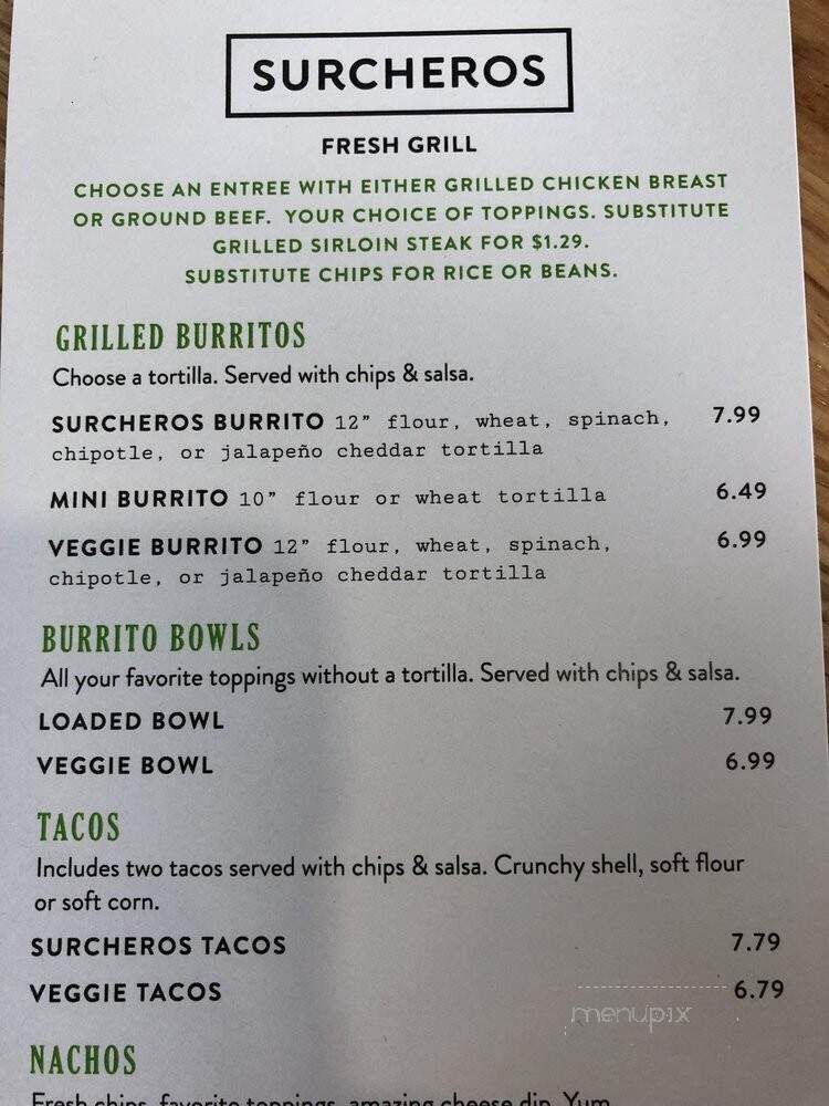 Surcheros Fresh Grill - Valdosta, GA menu_pic