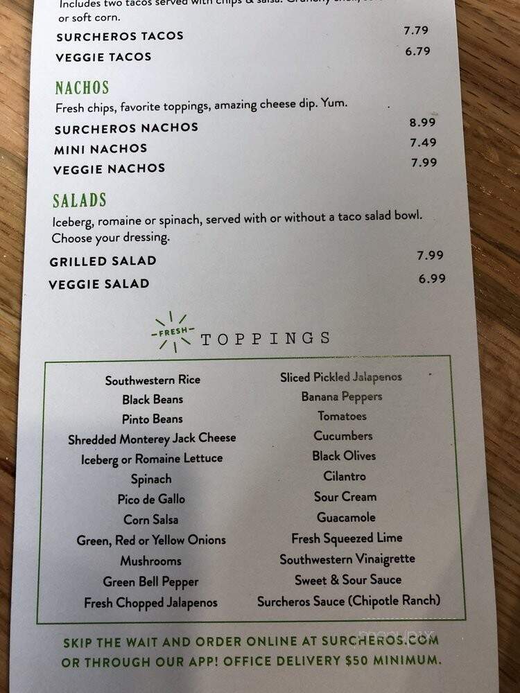 Surcheros Fresh Grill - Valdosta, GA menu_pic