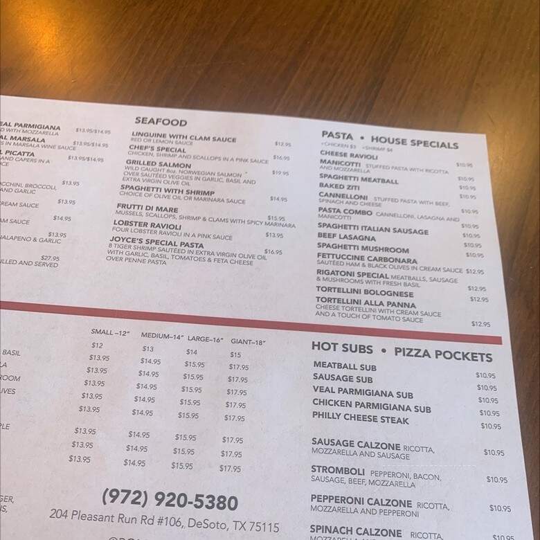 Roma's Italian Bistro - DeSoto, TX menu_pic