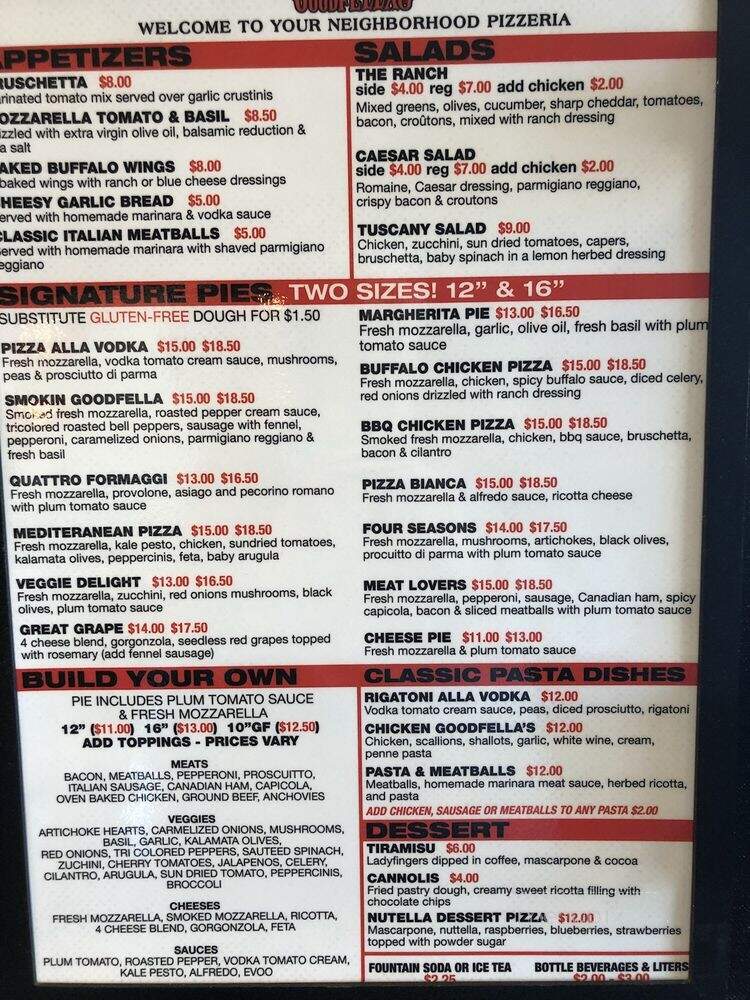 GoodFella's Brick Oven Pies - Frisco, TX menu_pic