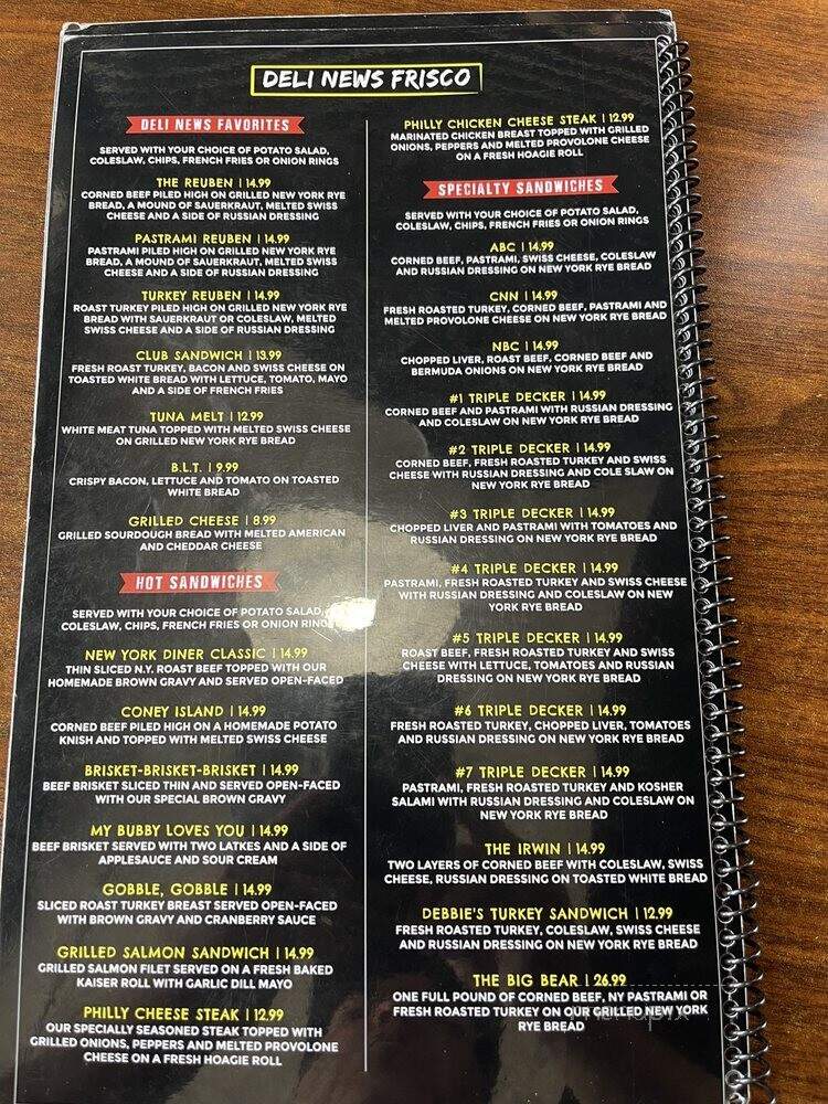 Deli News - Frisco, TX menu_pic