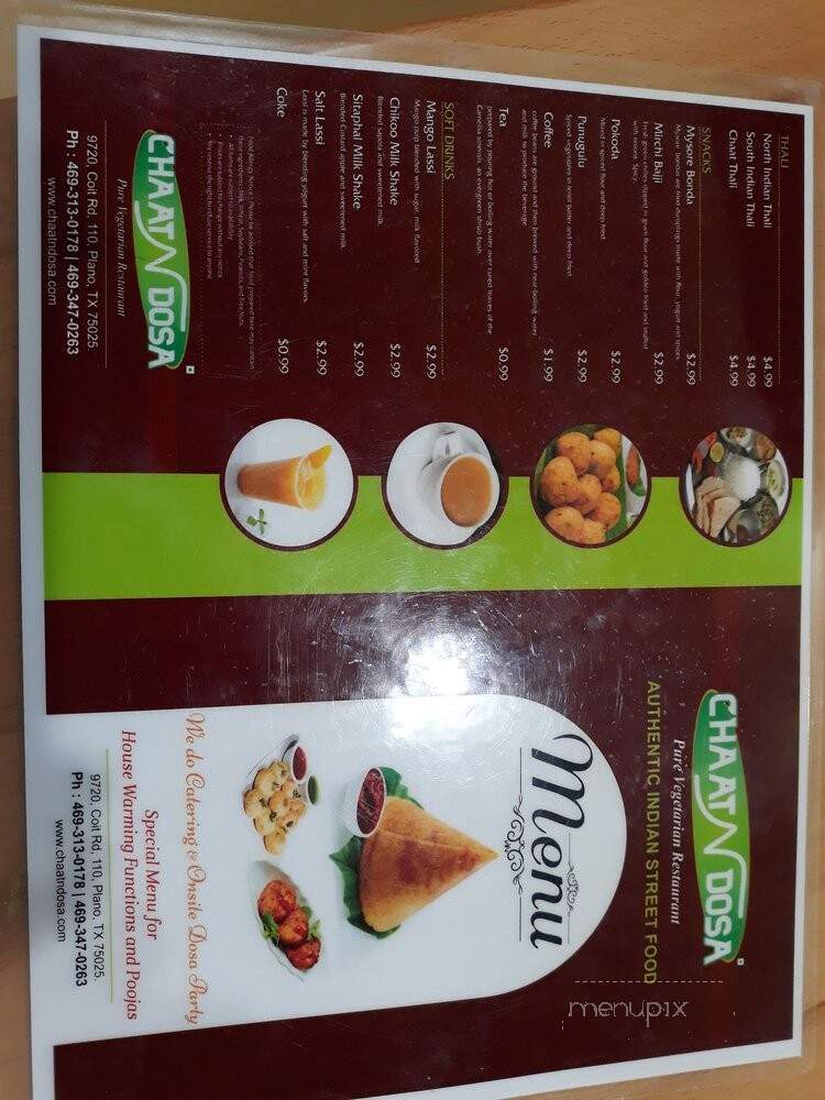 Chaat 'N' Dosa Indian Cafe - Plano, TX menu_pic