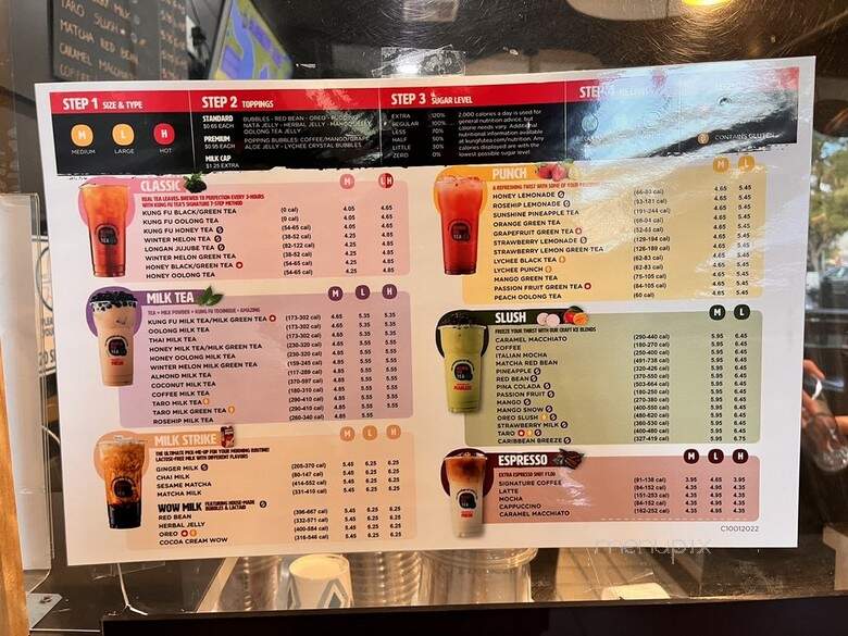Kung Fu Tea - San Jose, CA menu_pic