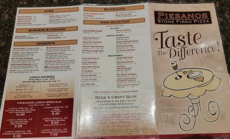 Piesanos Stone Fired Pizza - Ocala, FL menu_pic