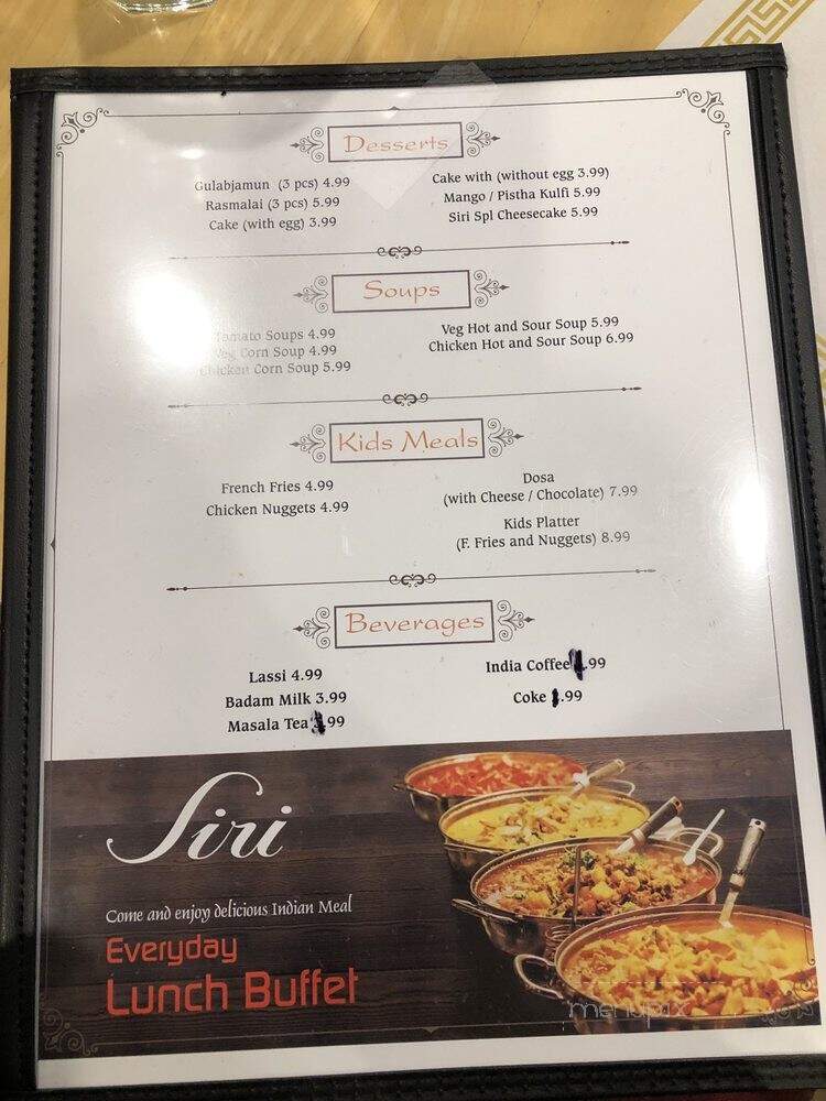Siri Restaurant Chicago - Chicago, IL menu_pic
