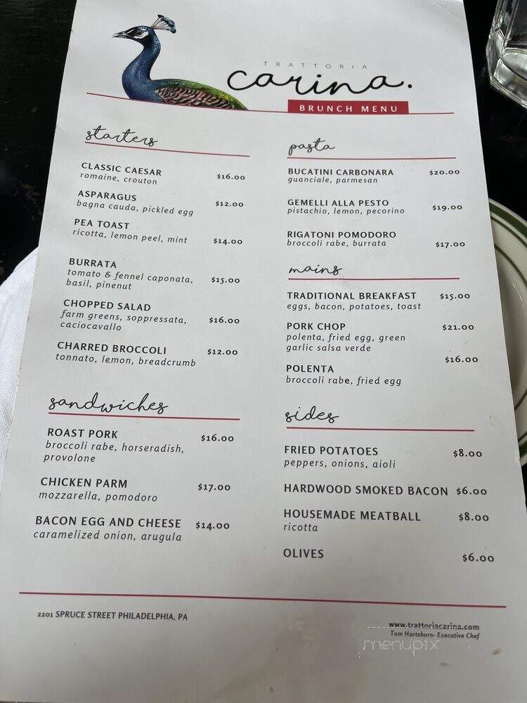 Trattoria Carina - Philadelphia, PA menu_pic