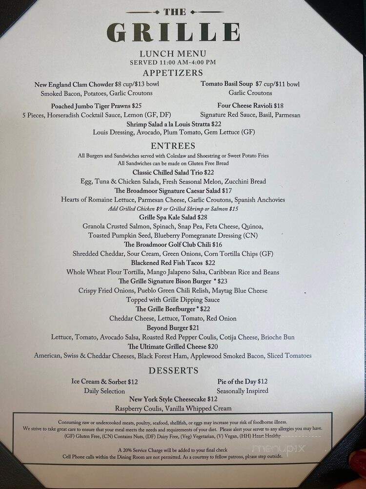The Grille - Colorado Springs, CO menu_pic