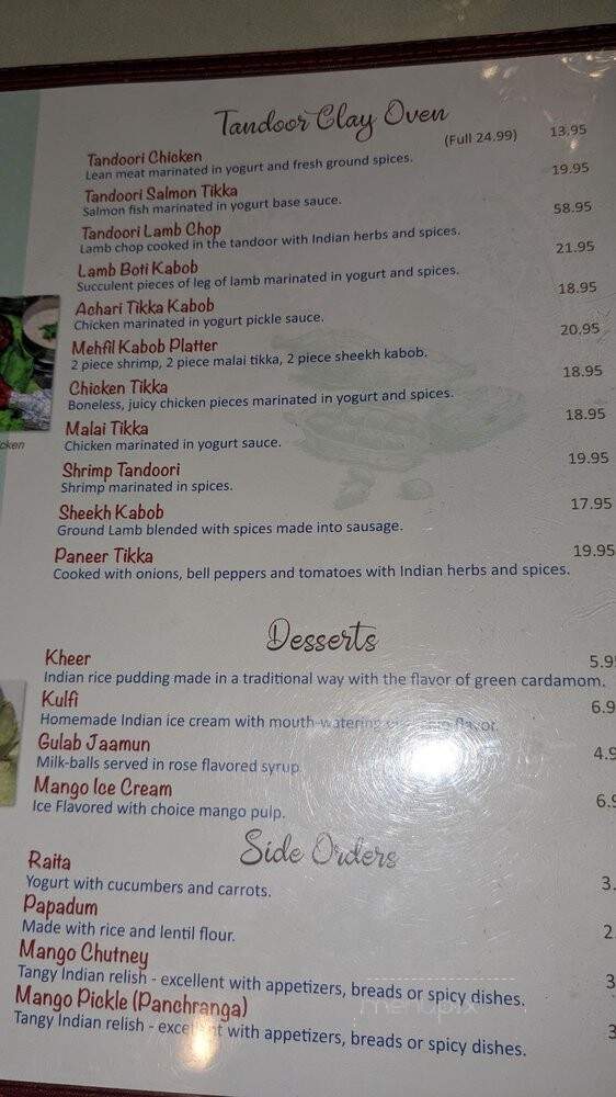 Mehfil Indian Cuisine & Bar - Silverdale, WA menu_pic