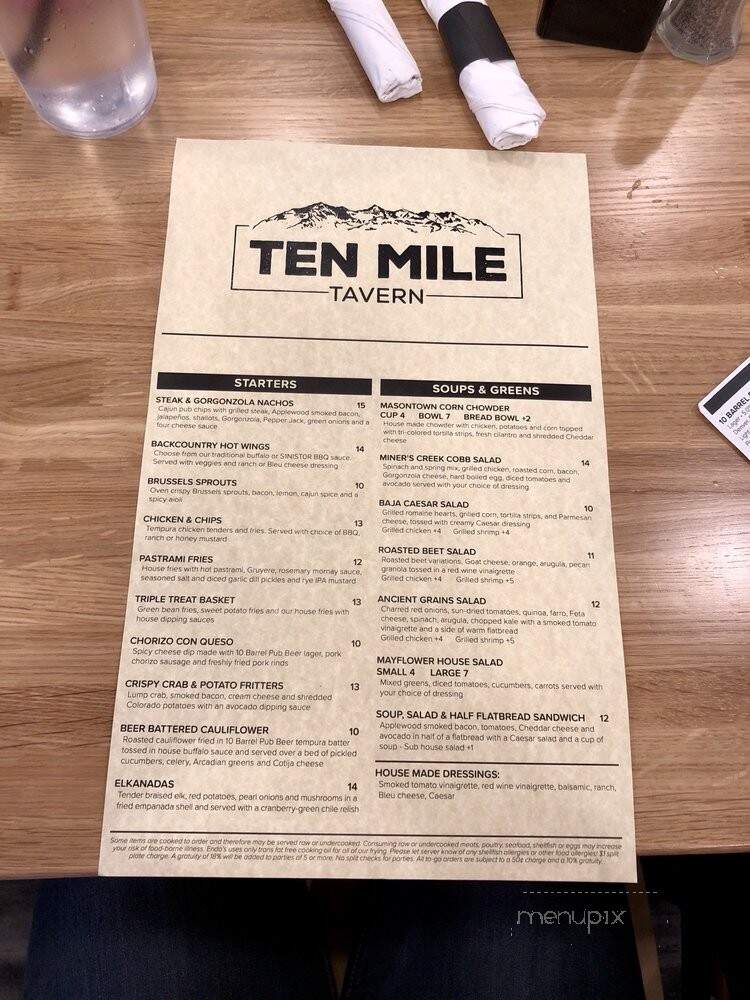 Ten Mile Tavern - Frisco, CO menu_pic