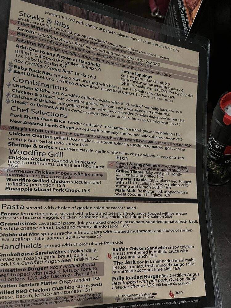 Ovation Bistro - Lakeland, FL menu_pic