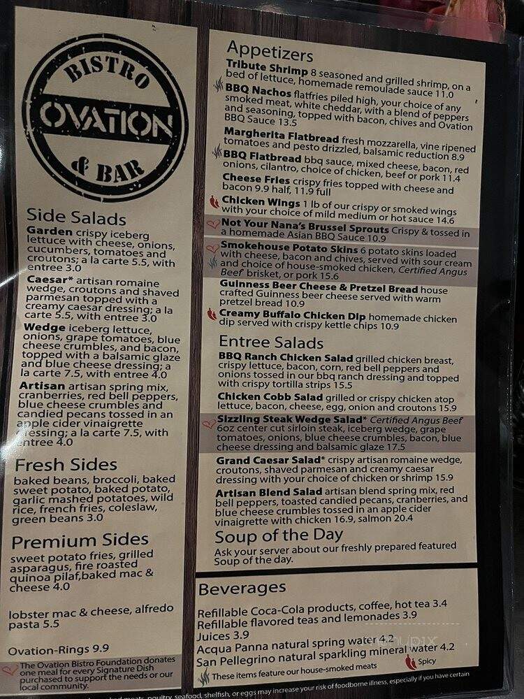 Ovation Bistro - Lakeland, FL menu_pic