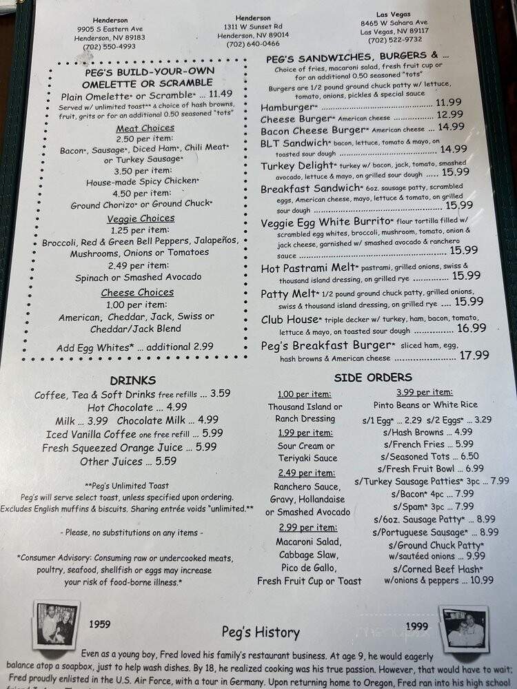 Peg's Glorified Ham n Eggs - Las Vegas, NV menu_pic
