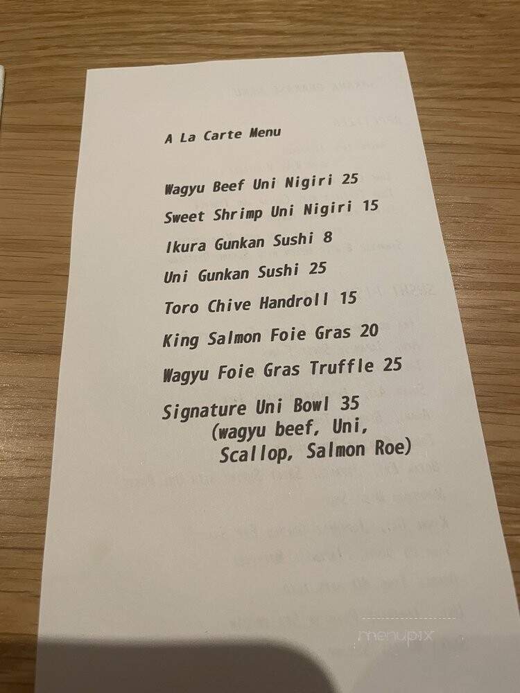 Sakana Omakase Sushi - Philadelphia, PA menu_pic