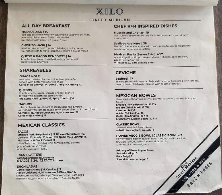 Xilo Street Mexican - Tampa, FL menu_pic