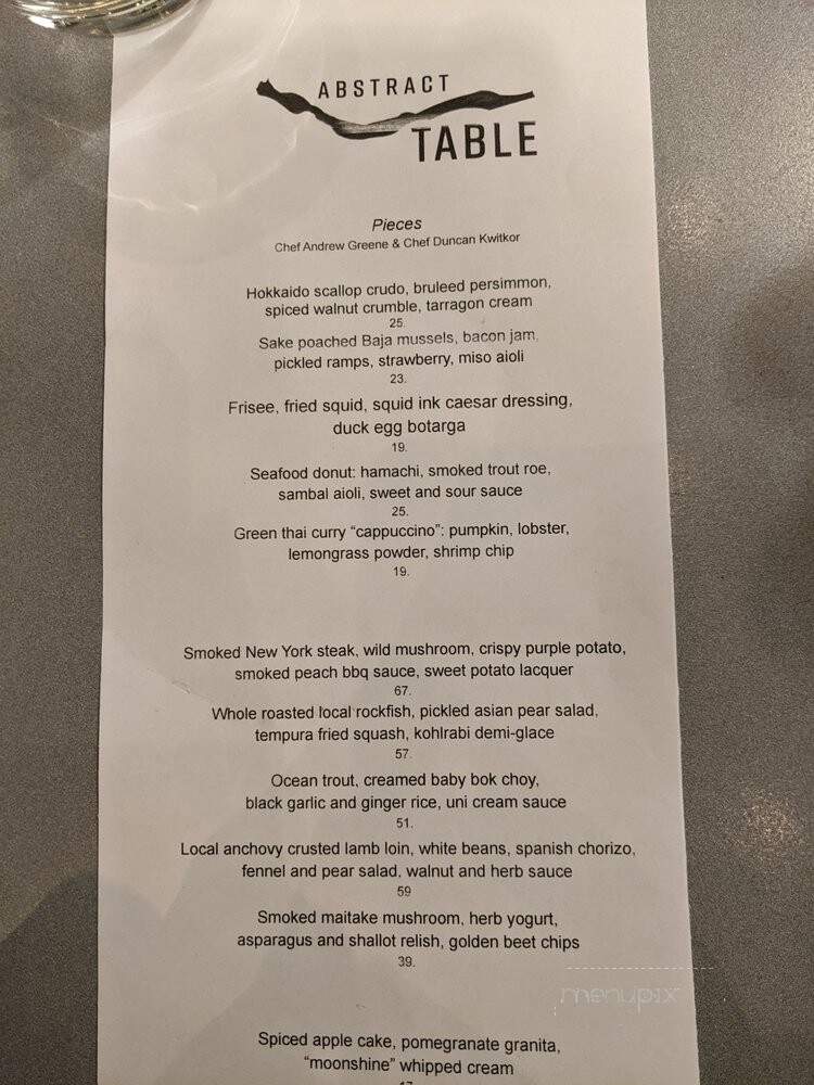 Abstract Table - Oakland, CA menu_pic
