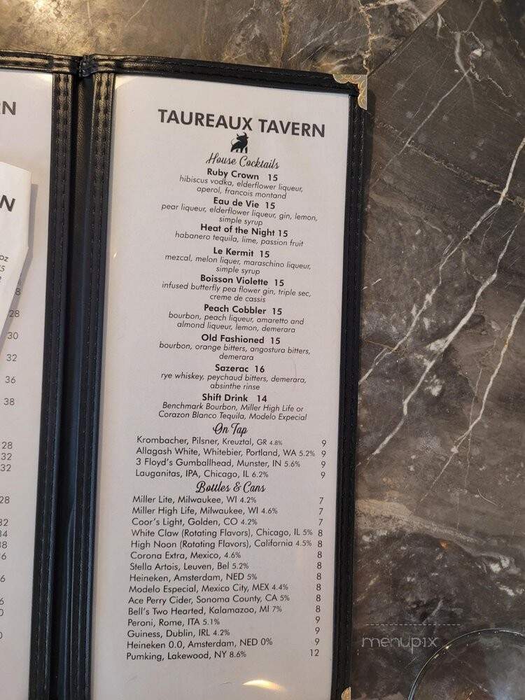 Taureaux Tavern - Chicago, IL menu_pic