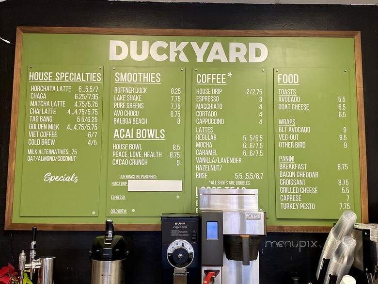 Duckyard Coffee House - Los Angeles, CA menu_pic