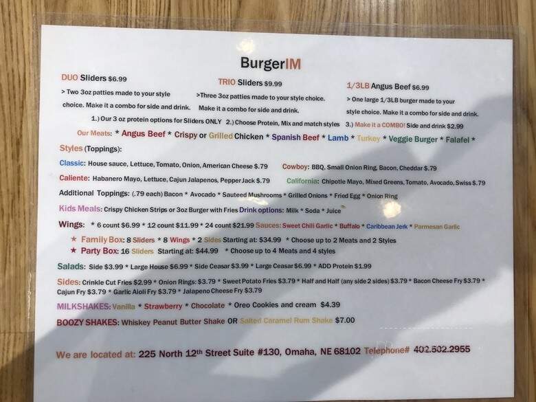 Burgerim - Omaha, NE menu_pic