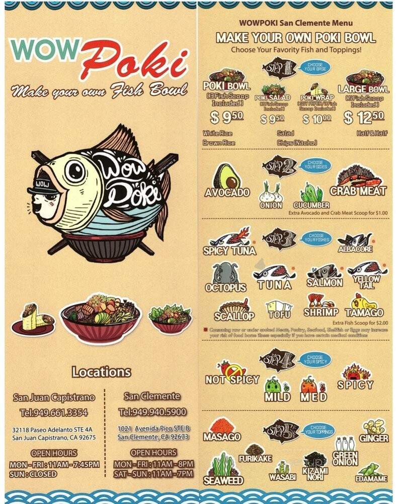 Wow Poki Poke - San Clemente, CA menu_pic
