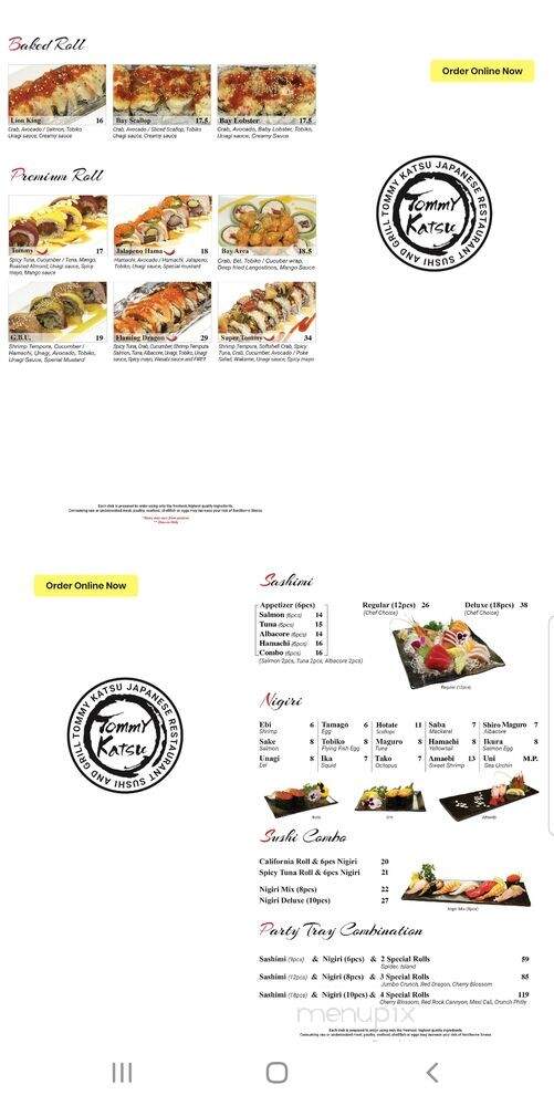 Tommy Katsu - Livermore, CA menu_pic