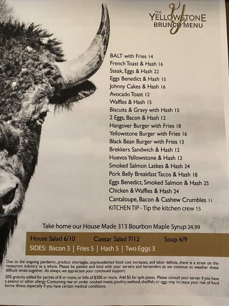 The Yellowstone Restaurant - Pocatello, ID menu_pic