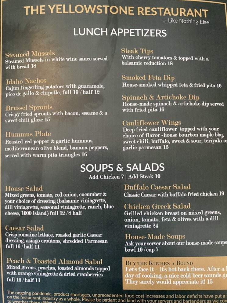 The Yellowstone Restaurant - Pocatello, ID menu_pic