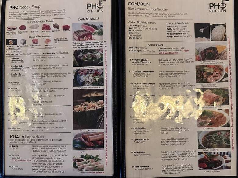 Pho Kitchen - San Diego, CA menu_pic