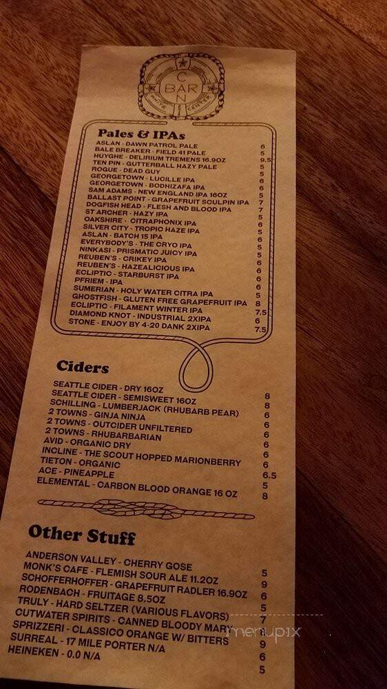 Can Bar - Seattle, WA menu_pic