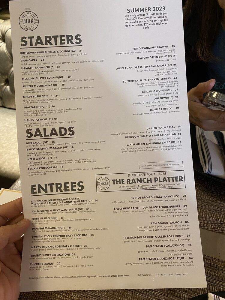 Hero Ranch Kitchen - Saratoga, CA menu_pic