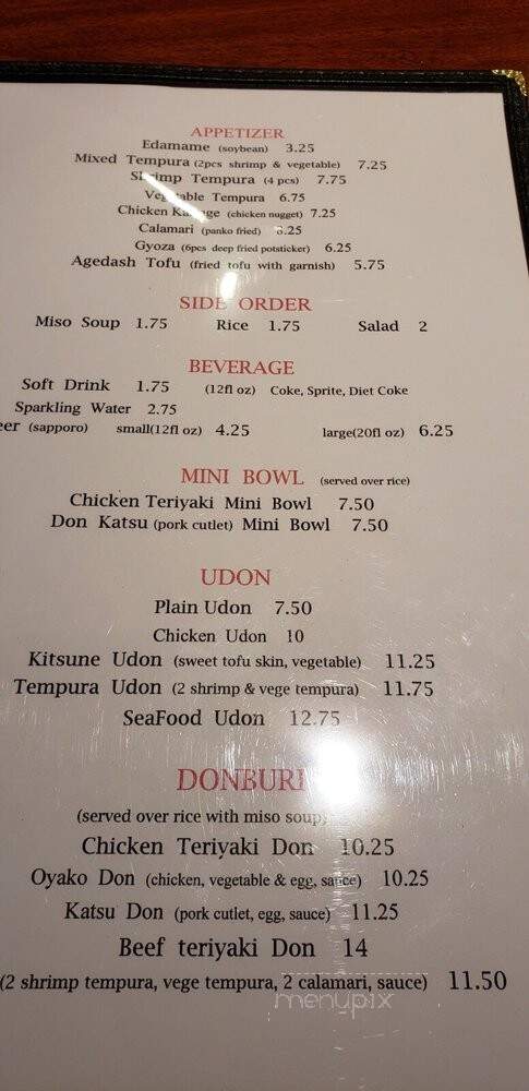 Kai Japanese Restaurant - San Jose, CA menu_pic