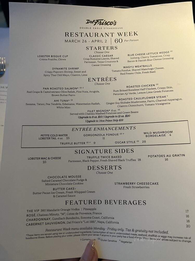 Del Frisco's Double Eagle Steakhouse - San Diego, CA menu_pic