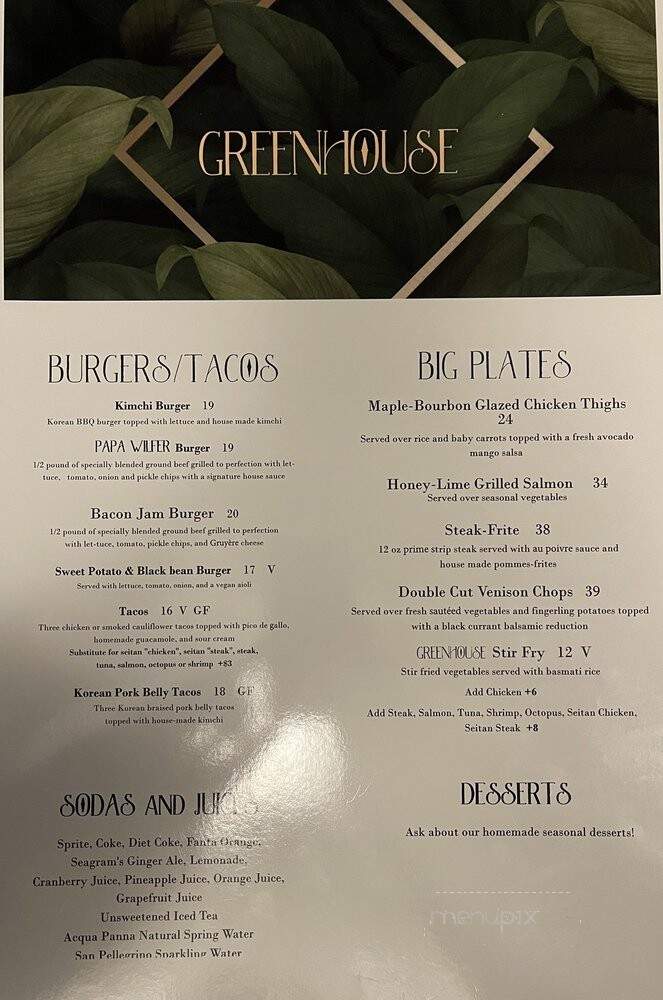 GreenHouse New Hope - New Hope, PA menu_pic