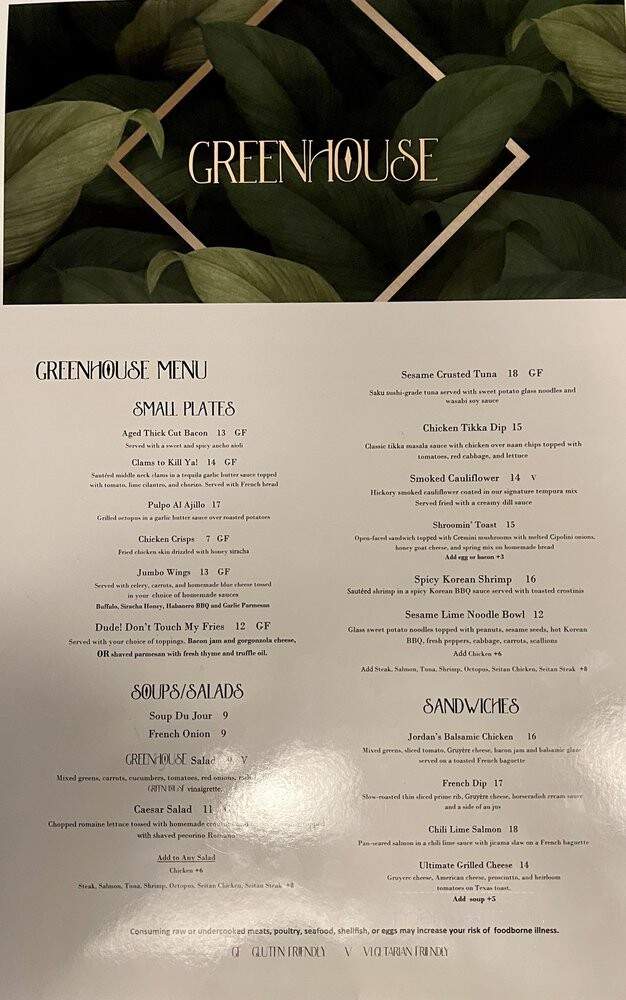 GreenHouse New Hope - New Hope, PA menu_pic