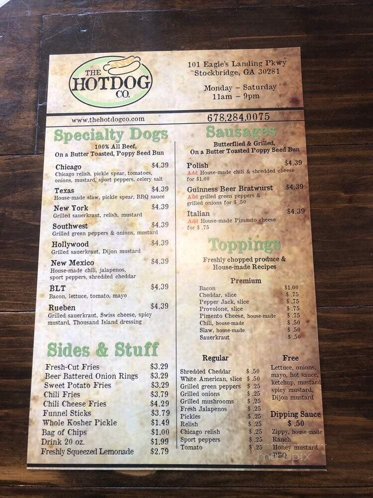 The Hot Dog Company - Stockbridge, GA menu_pic