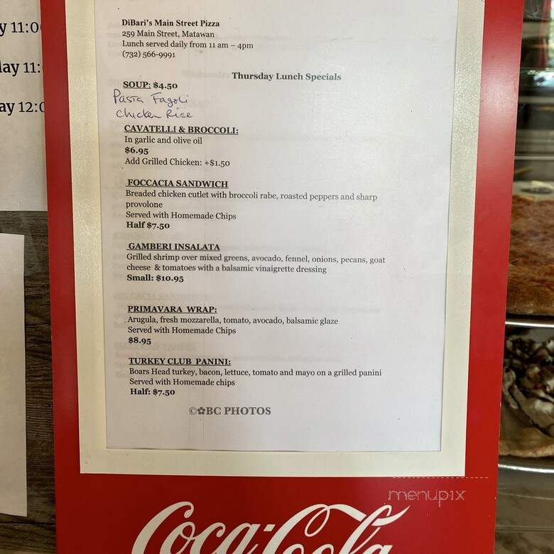 DiBari's Pizza - Matawan, NJ menu_pic