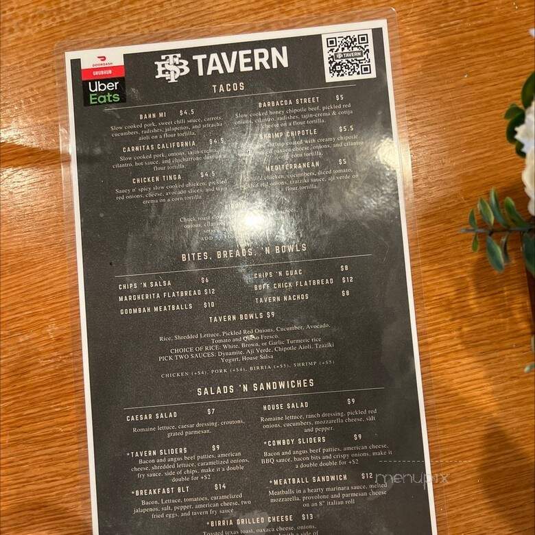 TBS Tavern - San Diego, CA menu_pic