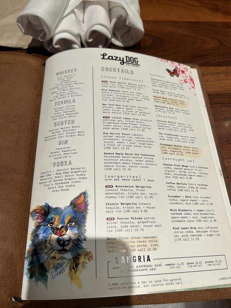 Lazy Dog Restaurant & Bar - Arlington, TX menu_pic