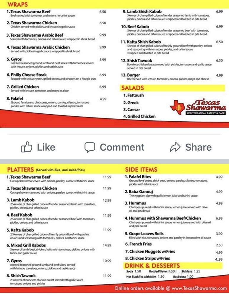 Texas Shawarma - Haltom City, TX menu_pic