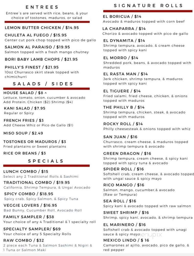 La Sushi - Philadelphia, PA menu_pic