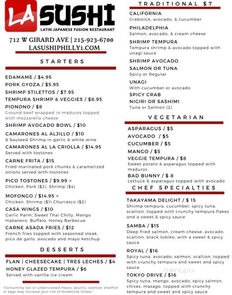 La Sushi - Philadelphia, PA menu_pic