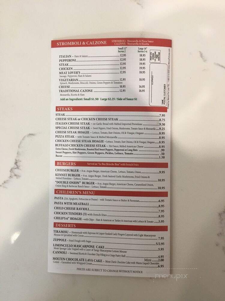 Enzo's Pizza And Pasta - Exton, PA menu_pic