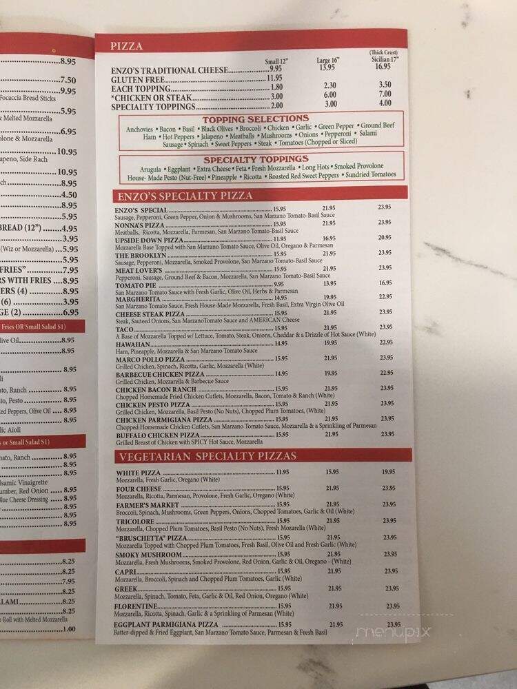 Enzo's Pizza And Pasta - Exton, PA menu_pic