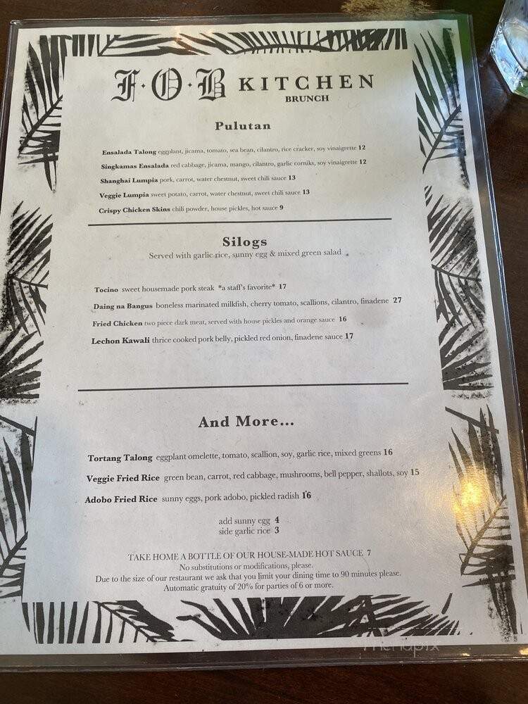 FOB Kitchen - Oakland, CA menu_pic