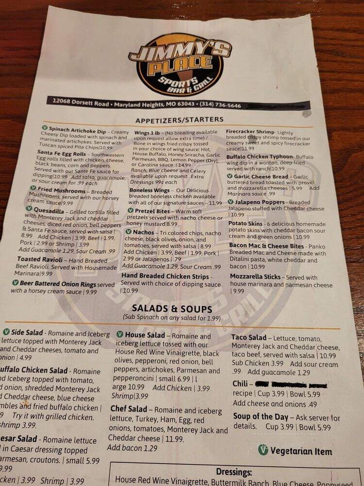 Johnny's West Sports Bar & Grill - Maryland Heights, MO menu_pic