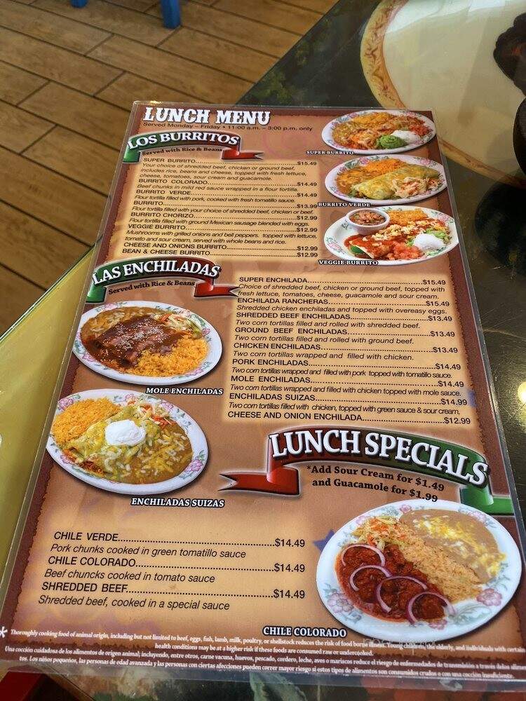 Fiesta Mexicana - Sedona, AZ menu_pic