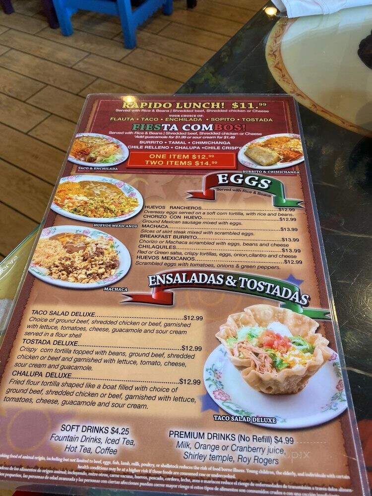 Fiesta Mexicana - Sedona, AZ menu_pic