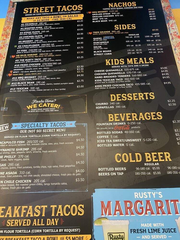 Rusty Taco - Albuquerque, NM menu_pic