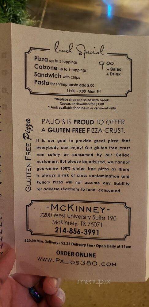 Palio's Pizza Cafe - McKinney, TX menu_pic