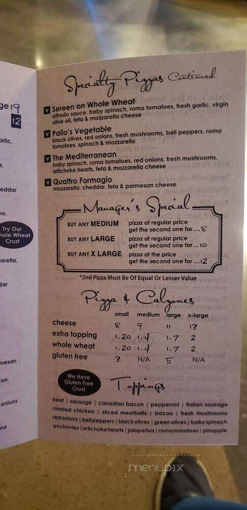 Palio's Pizza Cafe - McKinney, TX menu_pic